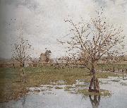 Camille Pissarro flooded grassland painting